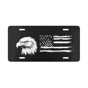 ON SALE, Eagle and American Flag Vanity Plate Black, Front of Car, Car Decoration, Car Accessory, License Plate