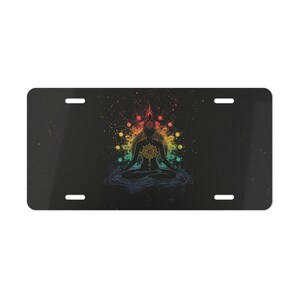 ON SALE, Yoga Chakra Vanity Plate, Black, Front of Car, Car Decoration, Car Accessory, License Plate