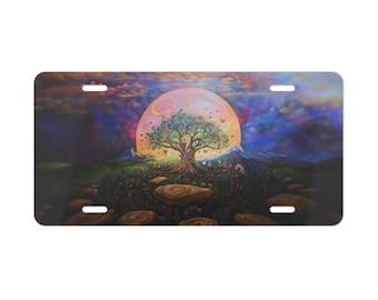 Placa de vanidad con diseño de árbol de la vida, placa de vanidad natural, placa de aluminio decorativa para exterior de coche, decoración para coche, regalo, compre varios regalos de cumpleaños