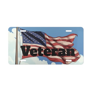 ON SALE, Veteran American Flag Vanity Plate, Front of Car, Car Decoration, Car Accessory, License Plate
