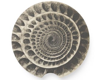 Posavasos para coche de esteatita con forma de concha, posavasos en blanco y negro, decoración para coche, posavasos circular para coche