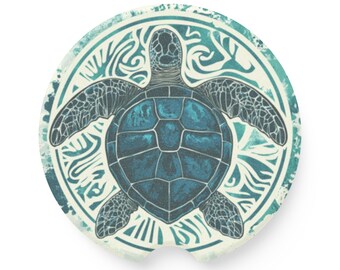 Turtle Soapstone Car Coaster Turtle Coaster Blue Coaster Car Decor Circle Car Coaster Wedding Gift Anniversary  Present Driver Bday