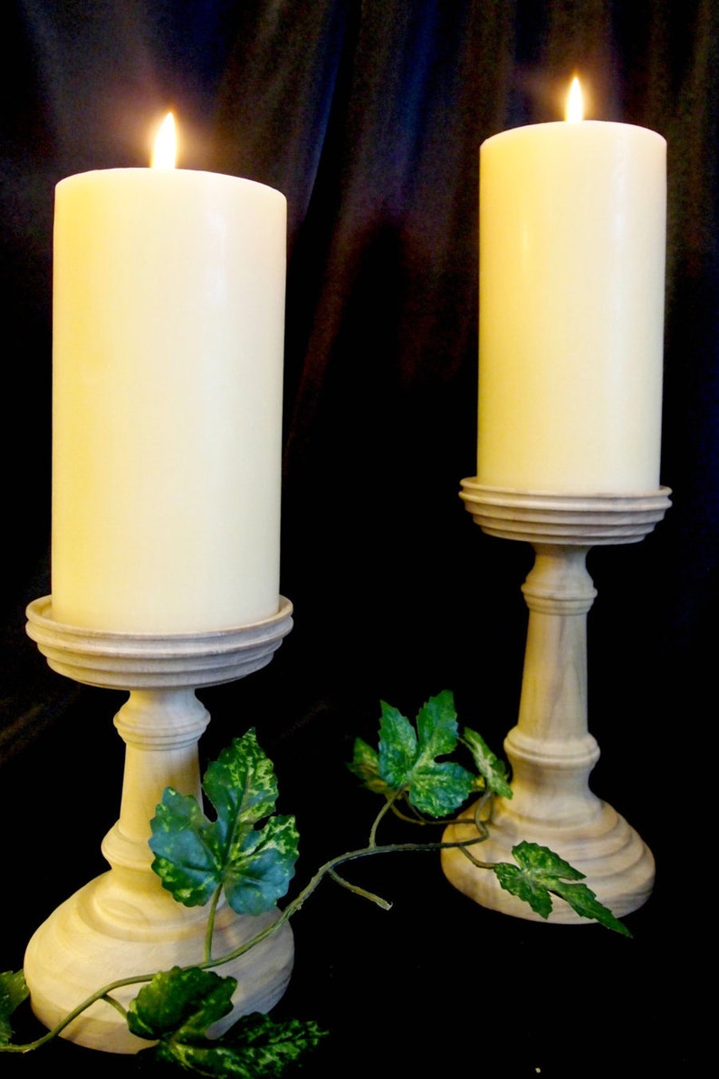 Unfinished Latheturned Wooden Candle Holders Set of 2 Made Etsy