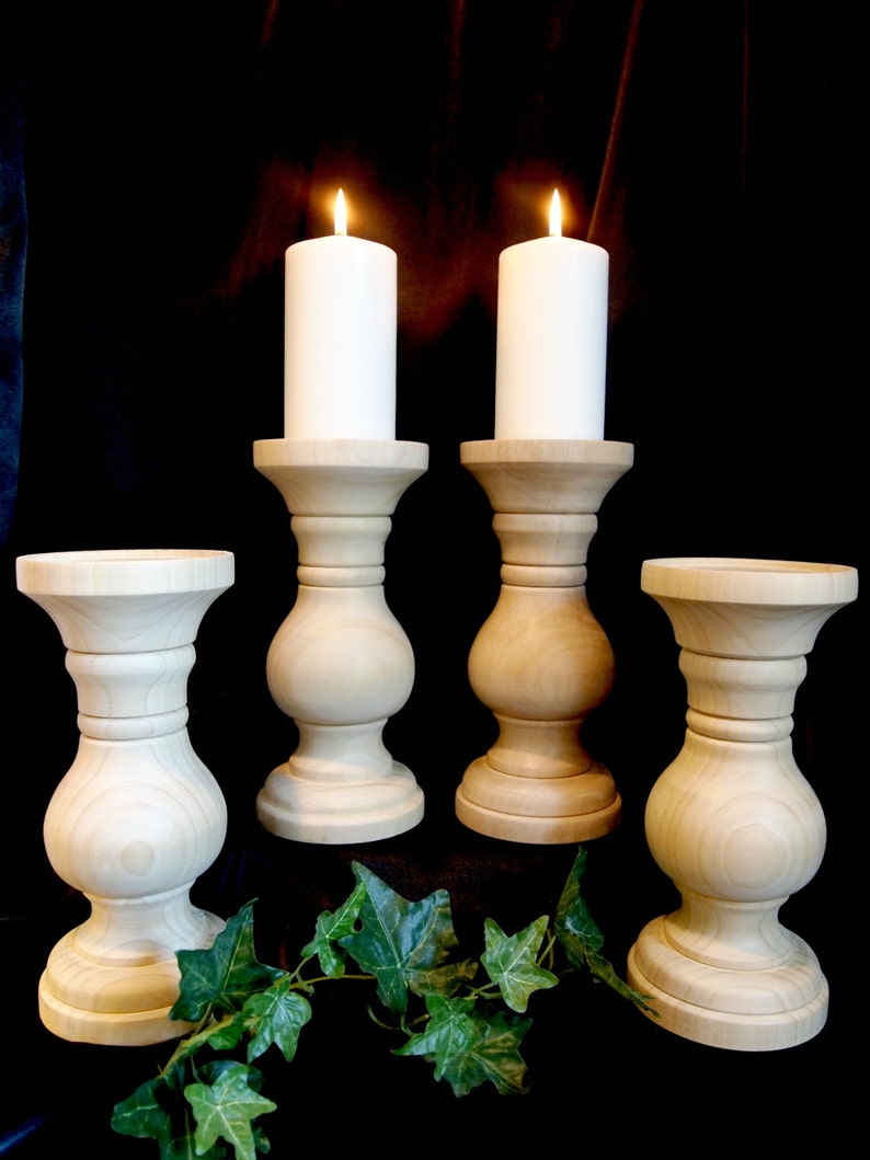 Unfinished Chunky Pillar Candle Holders 10inch Set of 4 Etsy