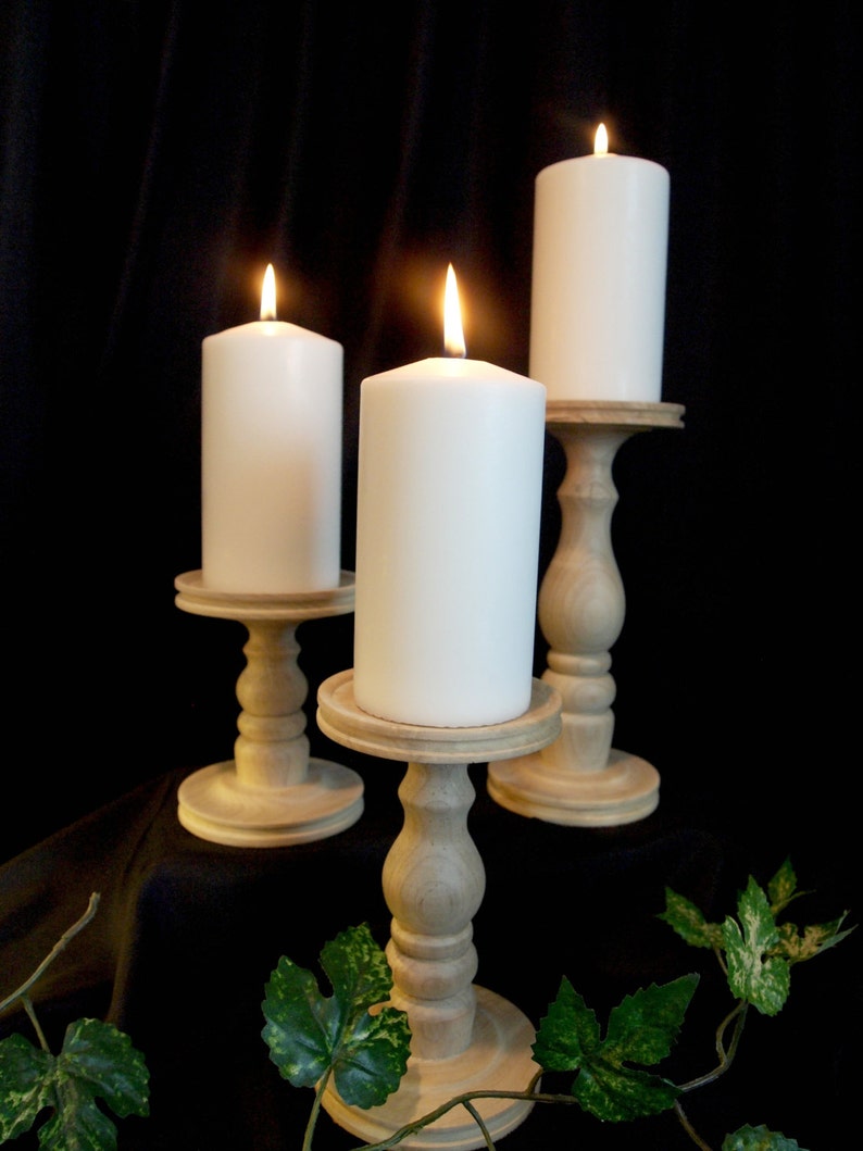 Unfinished Latheturned Wooden Candle Holders Made in USA Etsy
