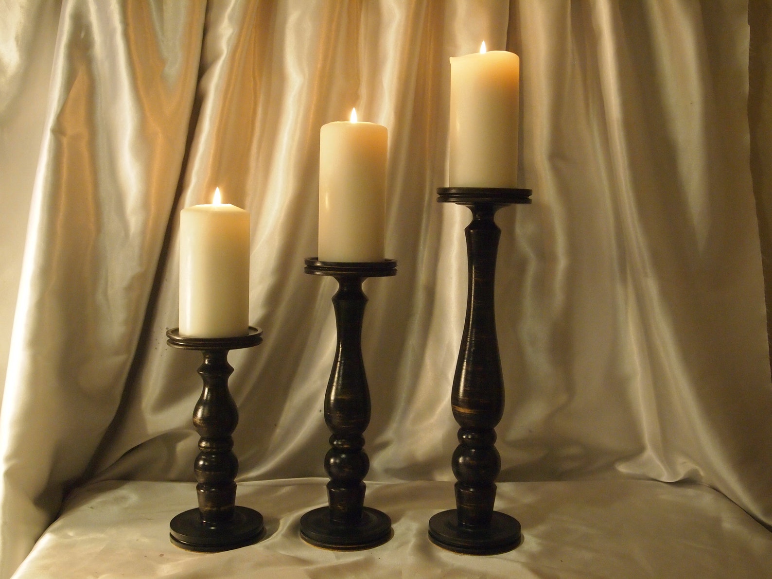 Set of Three Taller Farmhouse Black Candle Holders Etsy