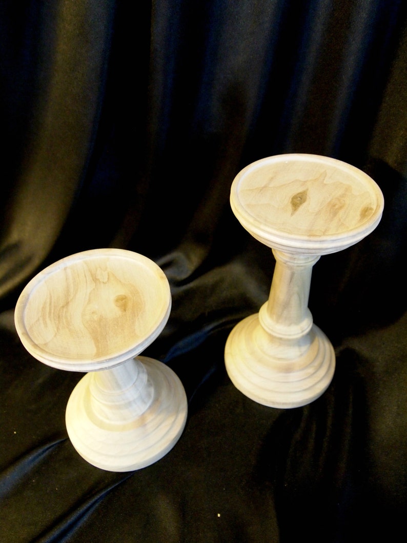 Unfinished Latheturned Wooden Candle Holders Set of 2 Made Etsy