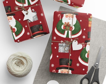 Festive Santa Grandpa Haraboji Christmas Wrapping Paper, Korean Holiday Presents, Cute Winter Gift Wrap Paper