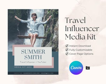3 Page Traveller Media Kit, Influencer Press Kit, Editable Canva Template, Blogger Media Kit, Travel Vlogger