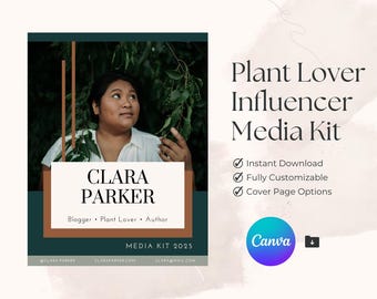 3 Page Plant Media Kit, Influencer Press Kit, Editable Canva Template, Blogger Media Kit, Gardener Vlogger