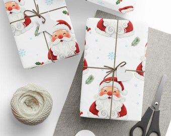 Festive Santa Christmas Wrapping Paper, Holiday Gift Wrap, Cute Xmas, Seasonal Decor, Christmas Party, Celebration Supplies