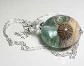 Ocean Lampwork Necklace Wave Necklace Wave Pendant Beach Necklace Artisan Lampwork Light Green Necklace Nautical Handmade Summer Necklace