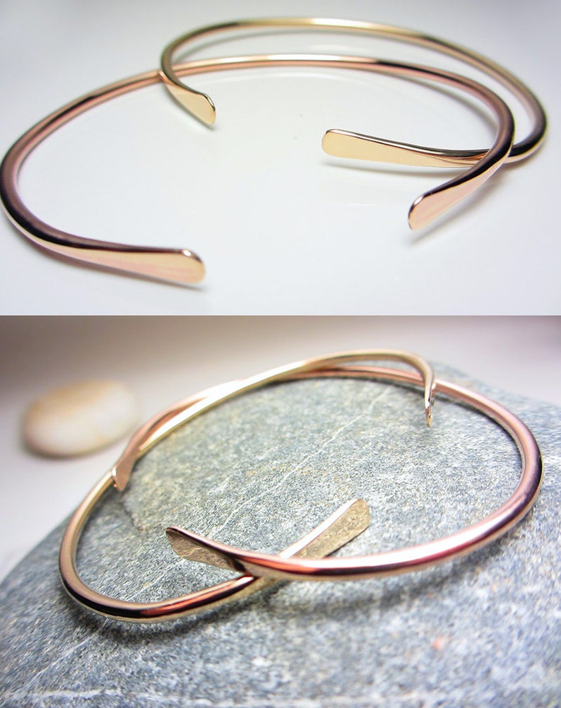 14K Gold Cuff Bracelet Stacking Bracelet Rose Gold Open Bangle Etsy