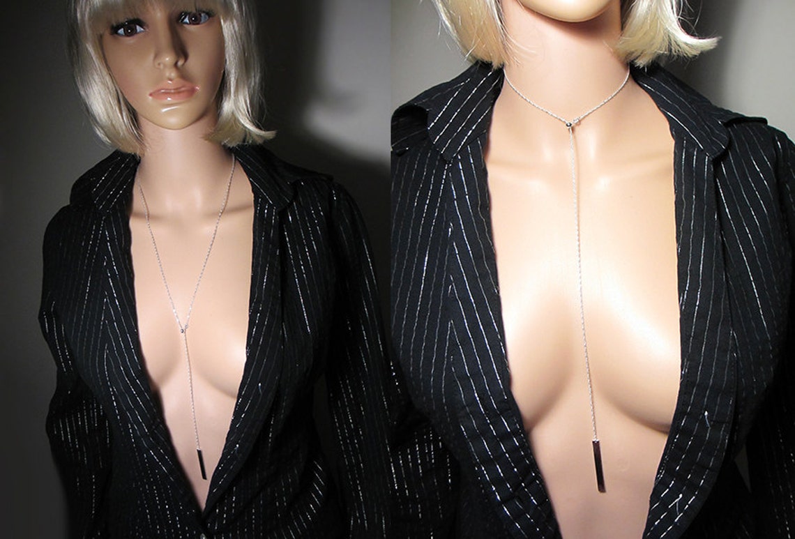 925 Sterling Silver Ystyle Necklace Delicate Bar Lariat Etsy