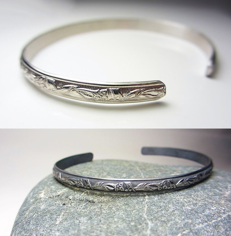 925 Sterling Silver Cuff Bracelet Stackable Bracelet Flower Etsy