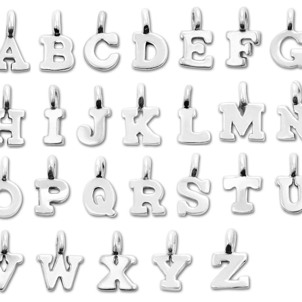 925 Sterling Silver Miniature A-Z Alphabet Letter Charm Tiny Letter Personalized Pendant Initial Charm Block Letter Charm Bracelet Charm