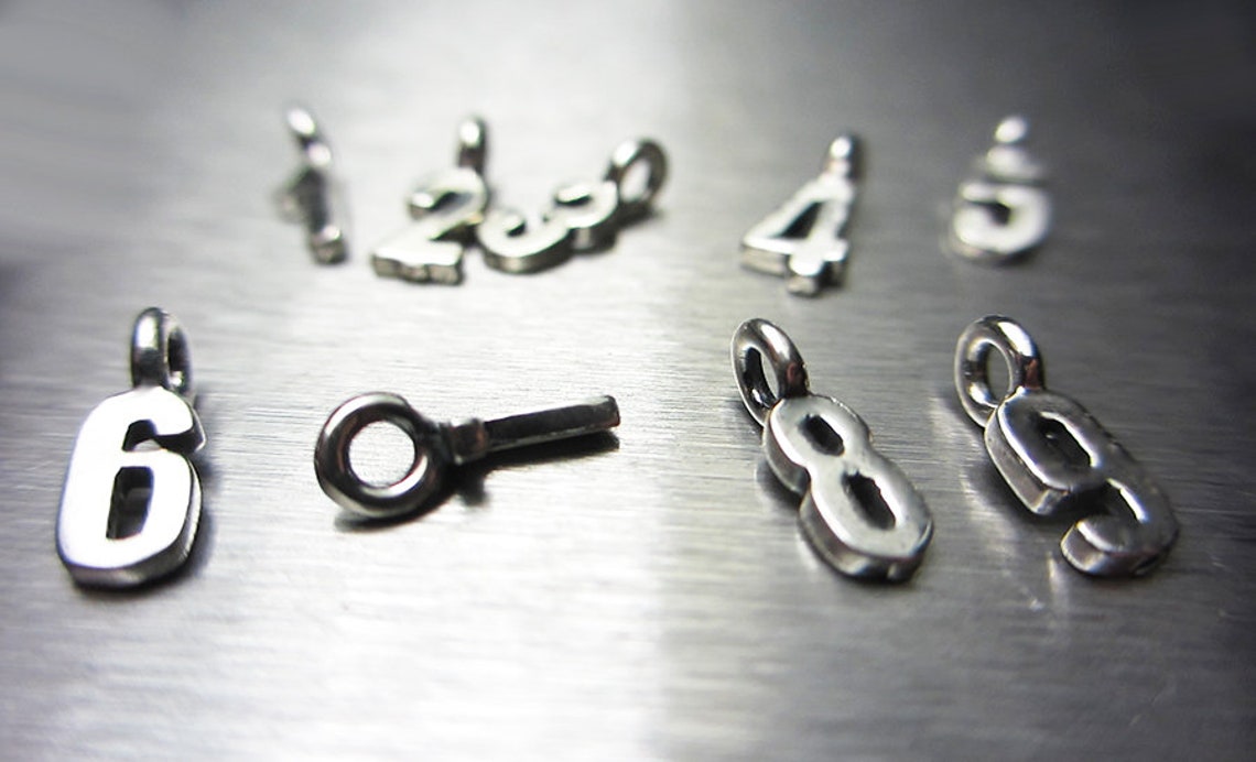 Mini Silver Numbers 925 Sterling Silver Numbers Pendant Number Charm Tiny Number ...