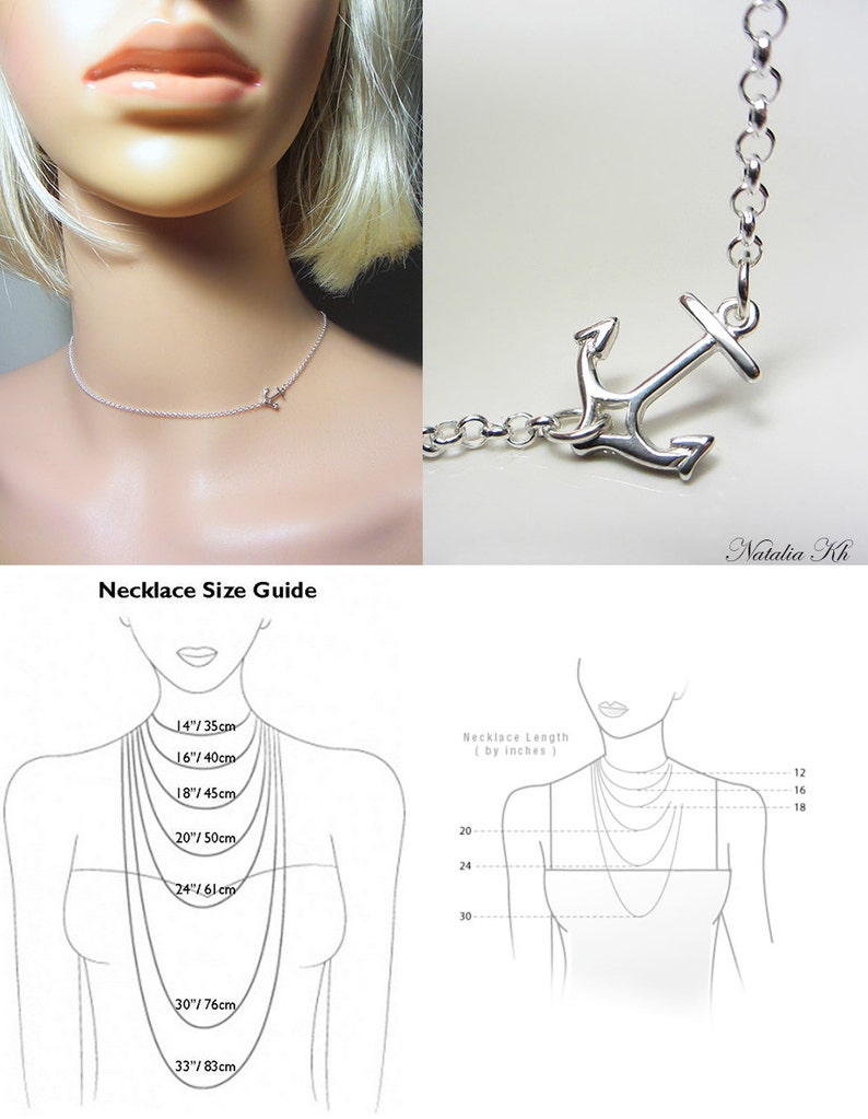 925 Sterling Silver Anchor Necklace Side Anchor Necklace Etsy Canada