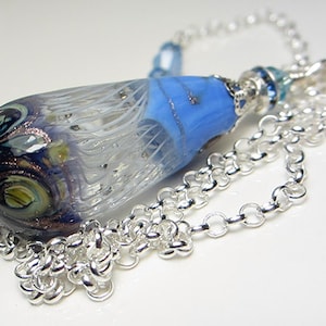 Artisan Cobalt and Aventurina Murano Glass Necklace Tear Drop Necklace Venetian Glass Authentic Murano Glass Pendant Genuine Murano Glass