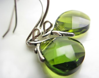 Swarovski Orecchini Verde Oliva Foglia Verde Swarovski Cristallo Verde Goccia Orecchini Oro Antico Argento Antico Vite Verde Pendenti Orecchini Regalo