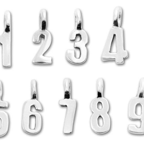 925 Sterling Silver Numbers Pendant Number Charm Tiny Number Etsy