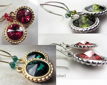Swarovski rosso rubino intenso Swarovski pesca Swarovski orecchini verde oliva Orecchini Swarovski ametista viola Orecchini Swarovski smeraldo