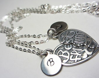 Best Friends Set 925 Sterling Silver 2 Piece Necklace Initial Necklace Best Friends Gift Friendship Necklace Hand Stamped Personalized Gift