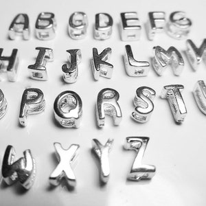 925 Sterling Silver Miniature A-Z Alphabet Letter Charm Tiny Letter Personalized Pendant Initial Charm Slider Letter Charm Bracelet Charm