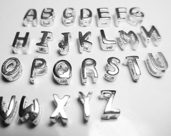 925 Sterling Silver Miniature A-Z Alphabet Letter Charm Tiny Letter Personalized Pendant Initial Charm Slider Letter Charm Bracelet Charm