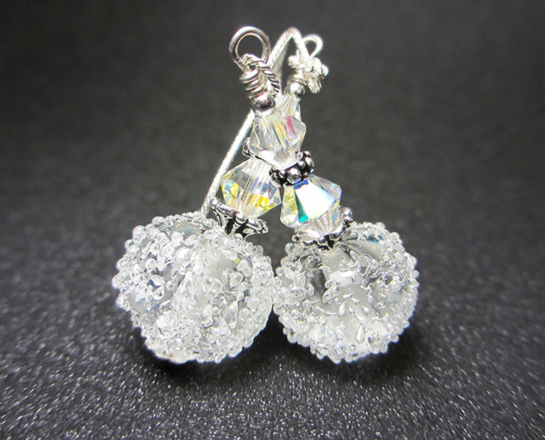 Ice Faceted Clip Earrings, Frost