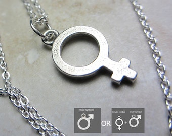 Collar de símbolo masculino de plata de ley 925, símbolo de Venus, collar de signo masculino, collar de plata de ley 925, regalo para ella, él