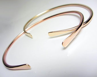 14K Gold Filled Cuff Bracelet Stacking Bracelet Rose Gold Open Bangle Bracelet Minimalist Cuff 14K Yellow Gold Adjustable Bracelet Delicate