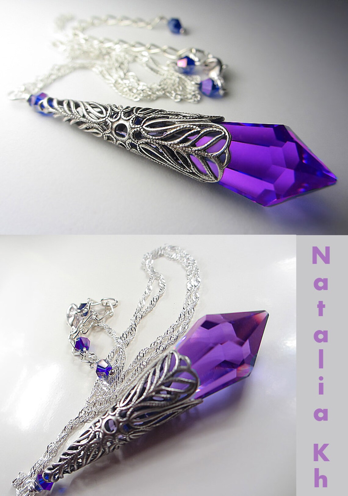 Swarovski RARE Crystal Purple Pendant Necklace Amethyst Etsy