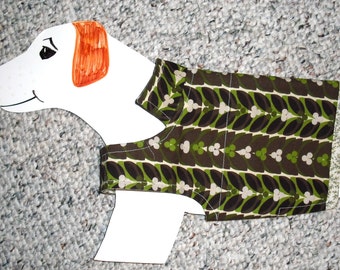 Lightweight Cotton Dog Shirt, x-small (8-14 lb) retro tropical fauna Hawaiian shirt. All cotton & reversible 17" girth