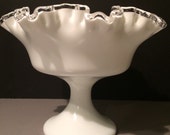 Fenton Silvercrest Ruffled Edge Pedestal bowl 1950