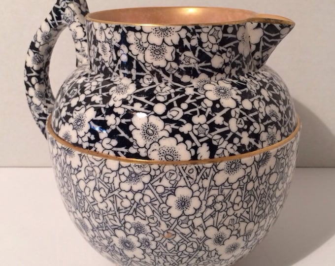 Antique Doulton Burslem 18861902 Water Pitcher Blue & White Etsy