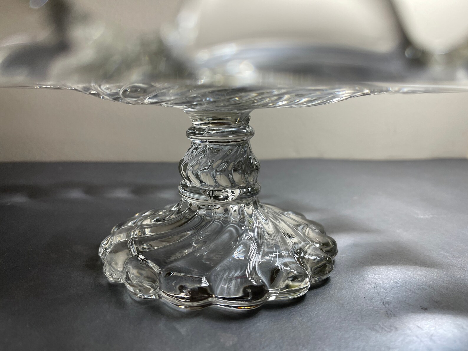 FOSTORIA Vintage Swirl Glass Cake Stand Colony Etsy