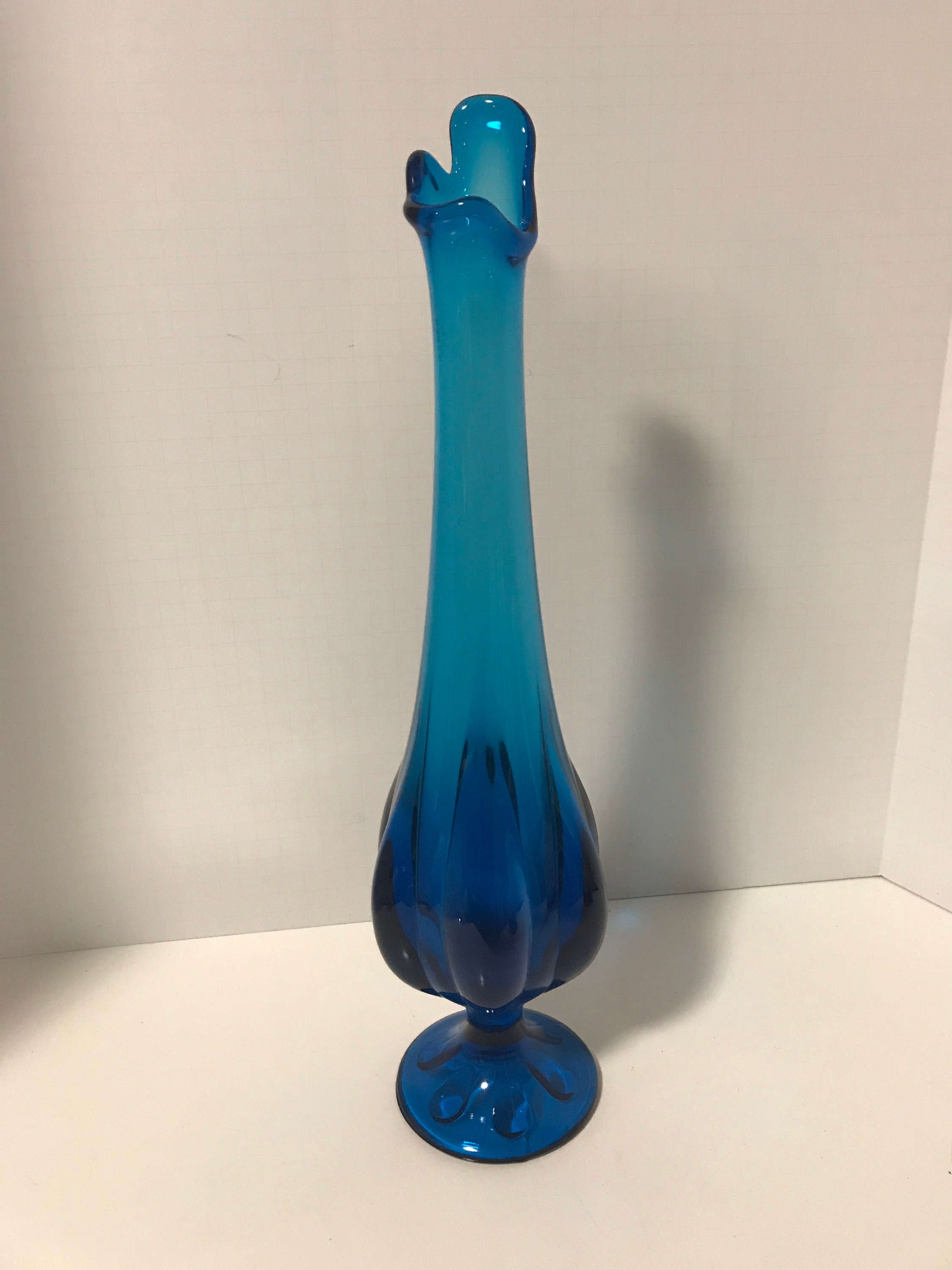Blue Tall Midcentury Modern 17 7 8 Swung Vase Vintage 1960s Etsy