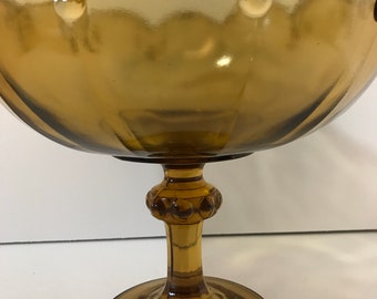 Indiana Glass - Amber Compote Garland Teardrop Collection Fruit Bowl Table Centerpiece Kitchen Decor