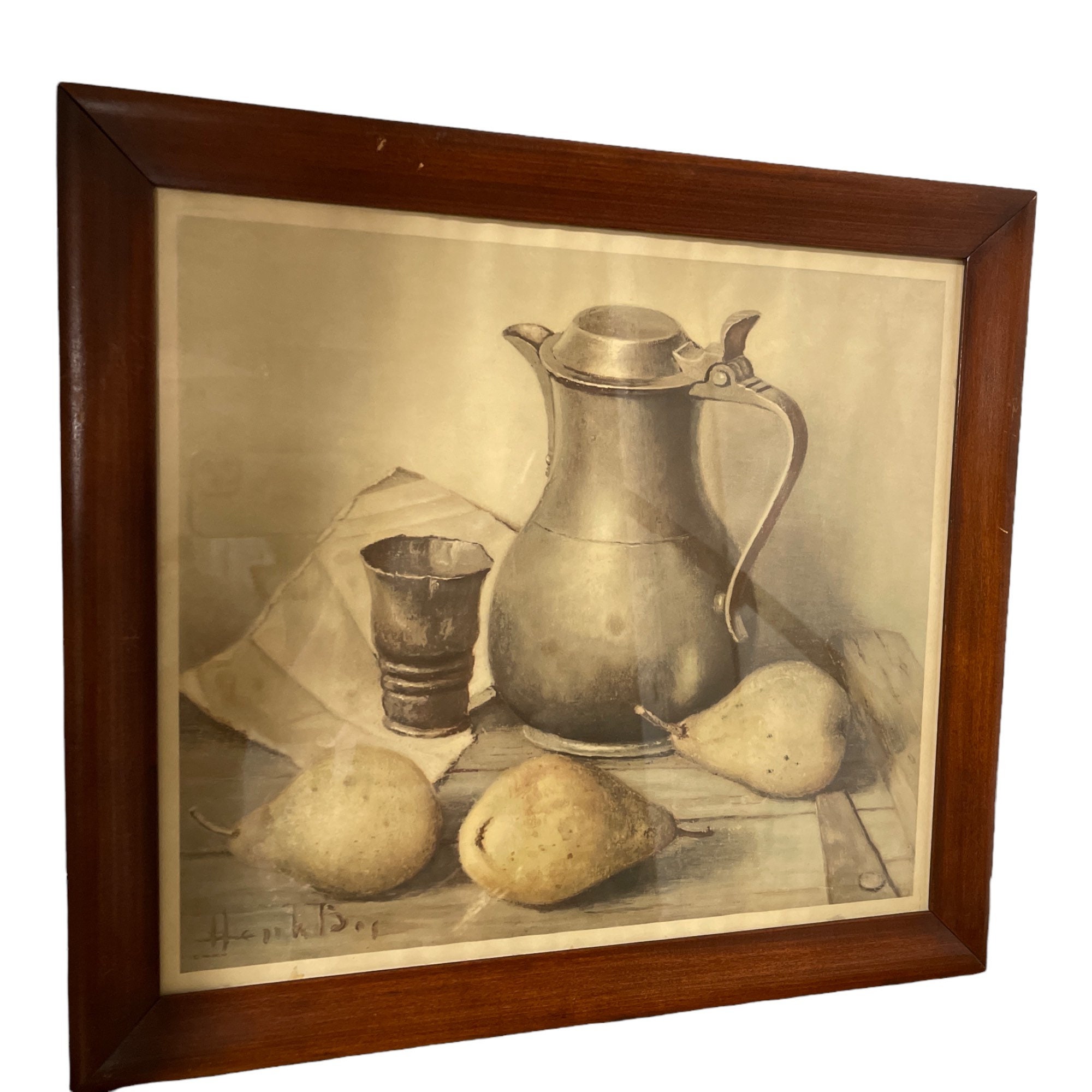 Henk Bos Still Life Dac Collection 1956 Framed Print Fruit Dining Room Decor vintage