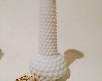 Vintage Hobnail Milk Glass Bud Vase