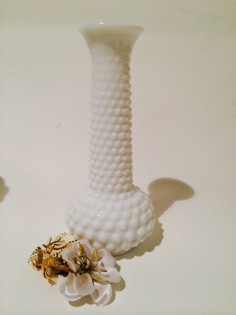 Vintage Hobnail Milk Glass Bud Vase Etsy