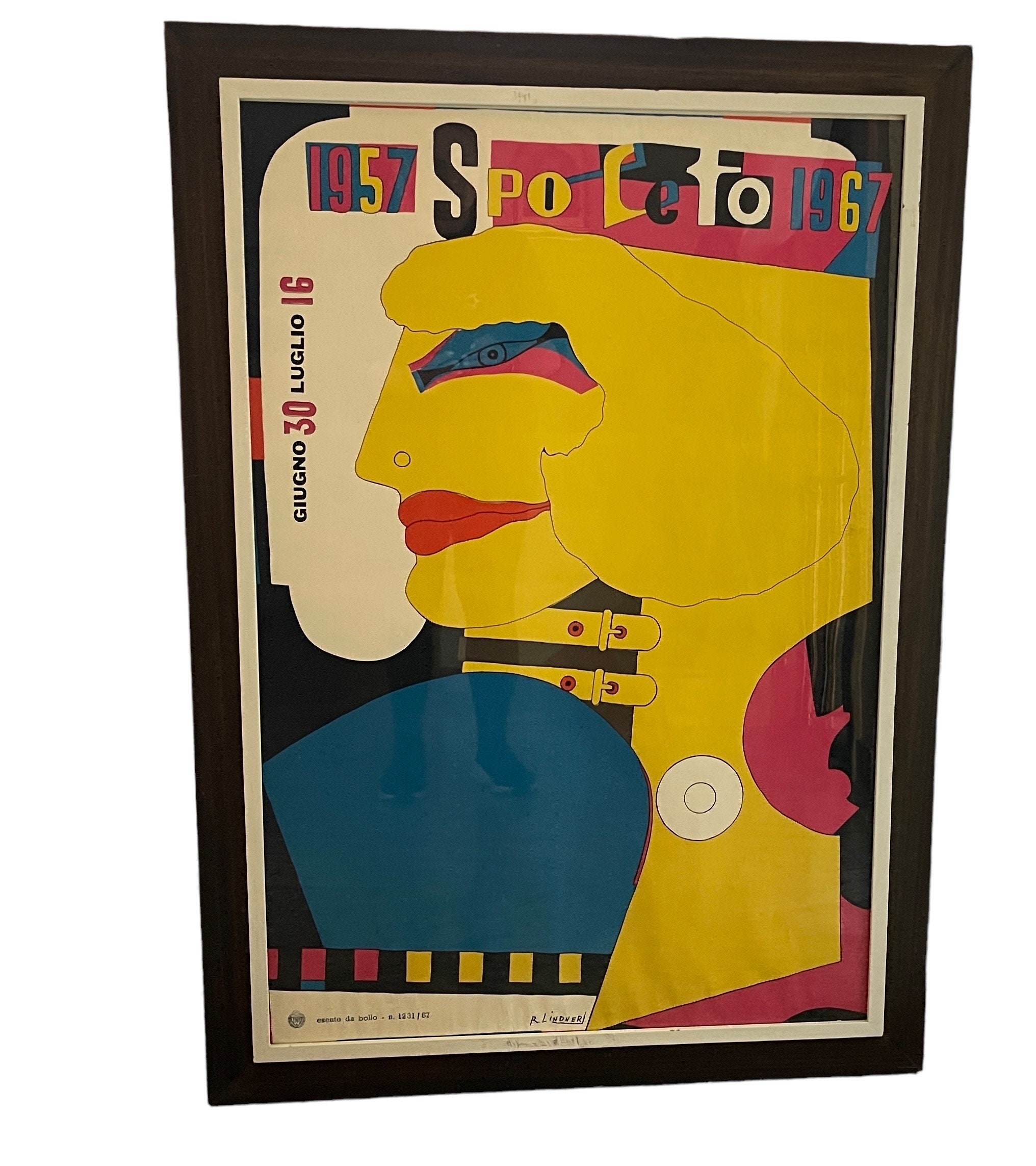 VANジャケットポスター1967 1967 Festival Di Spoleto Poster, R. Lindbergh Signed Print, Framed