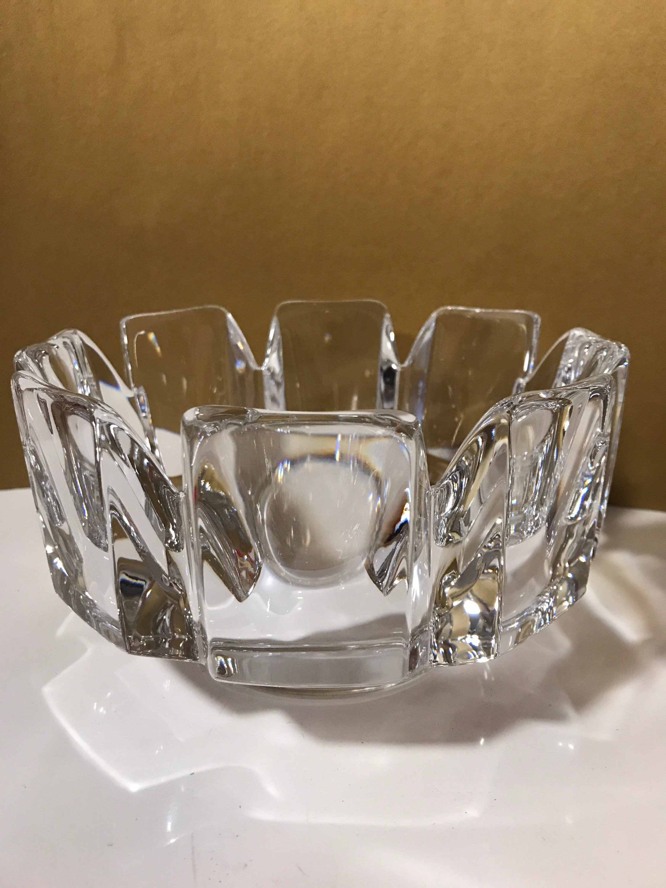 Vintage Orrefors Corona Crystal Bowl: Lars Hellsten Swedish Art