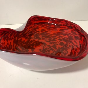 Murano Italian Venitian 1950s Folded Edge Bowl Alfredo Barbini Art Glass