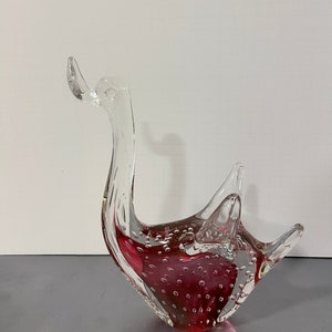 Murano Art Glass Bubble Swan Vintage Italian Home Decor Glass Sculpture includes