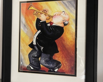 Trumpet Player Pop Art Framed Print Signed Tracy Flickinger