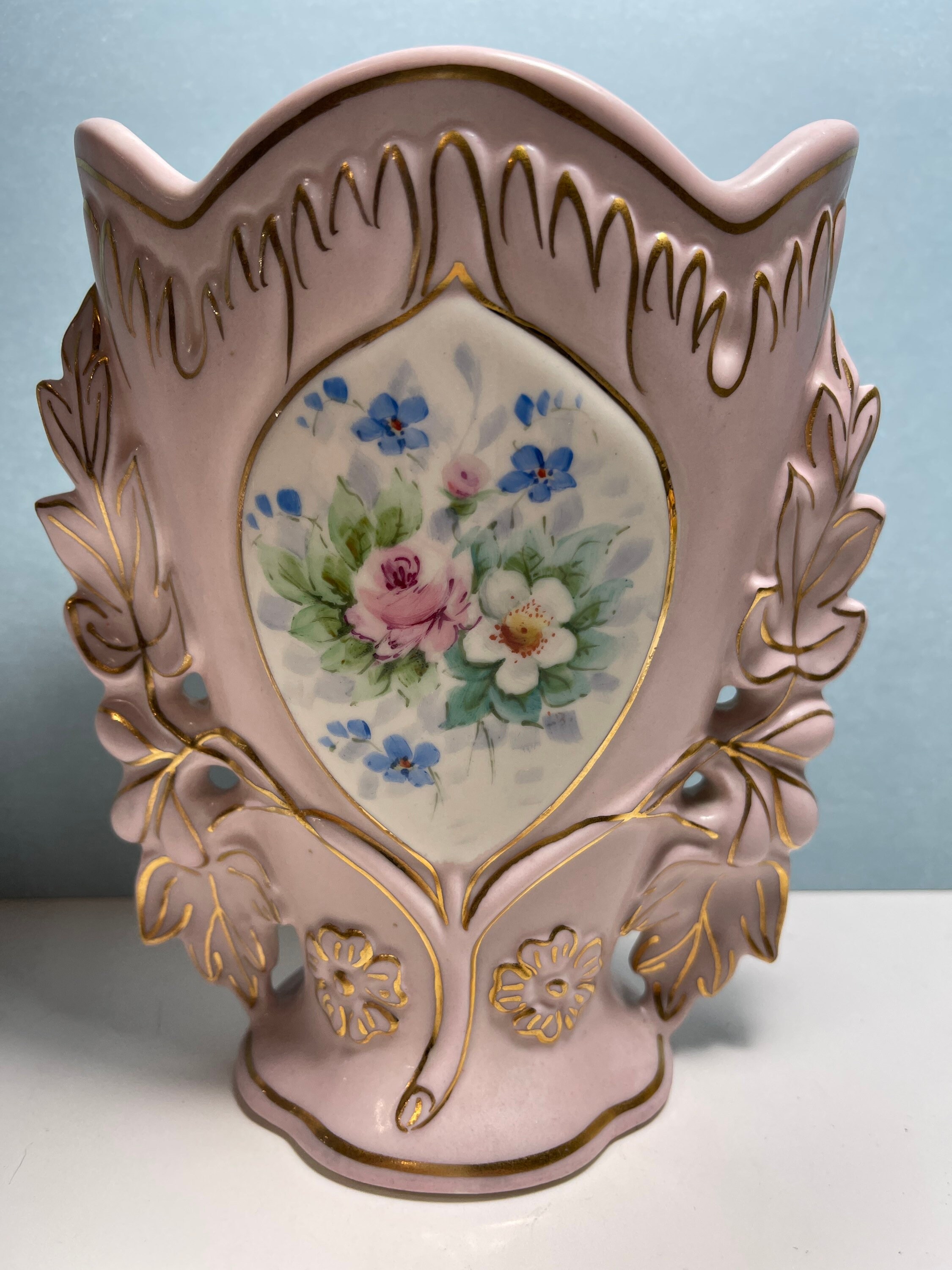 Vintage Osborne China Handpainted 22k.gold Pink Vase - Etsy