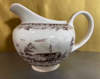 Vintage Johnson Bros Collectable Pitcher Historic America II Made in England “ The Capitol at Colonial Williamsburg”  Small 5 3/8” tall