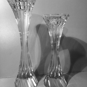 Elegante Schwere Dicke Glaskristall Verdrehte Große Kerzenhalter Herzstück Mantle Home Decor